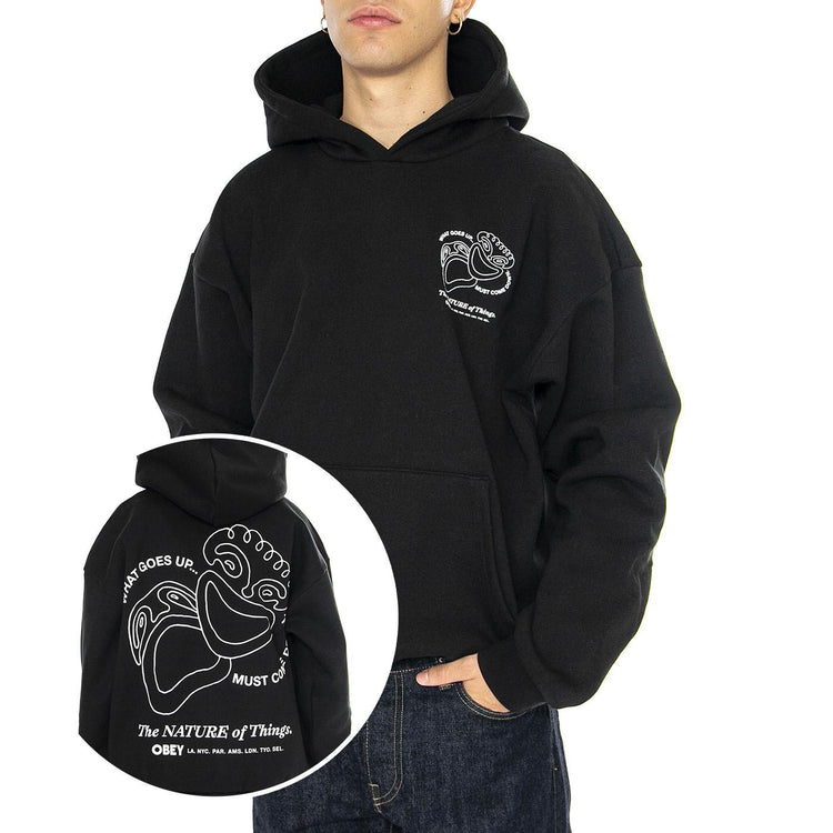 Nature Extra Heavy Hood Fleece Black - Felpa Uomo Nera 112470230-BLACK  OBEY 