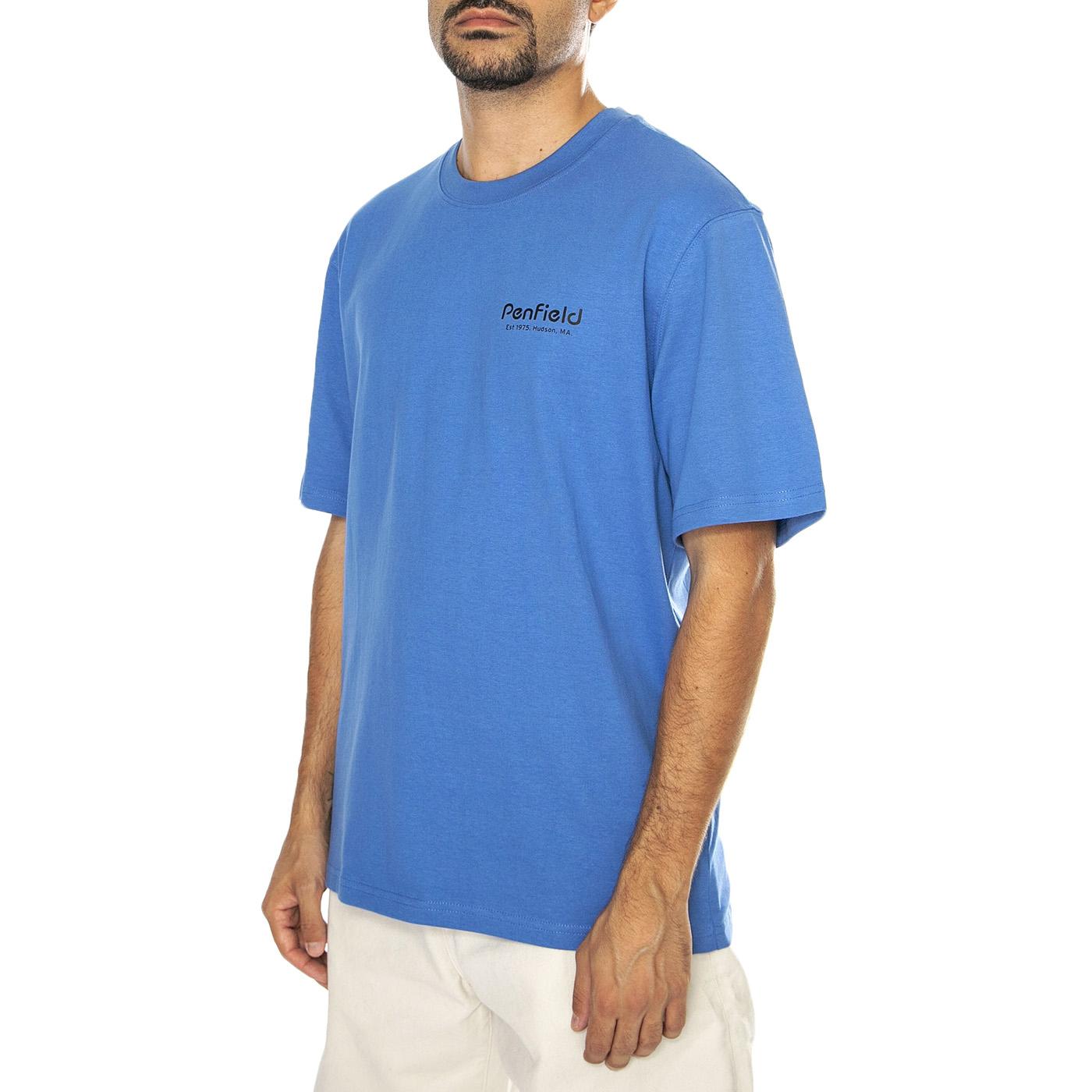 Hudson Script T-Shirt Bright Cobalt - Maglietta Girocollo Uomo Blu PFD0349-U74  PENFIELD 