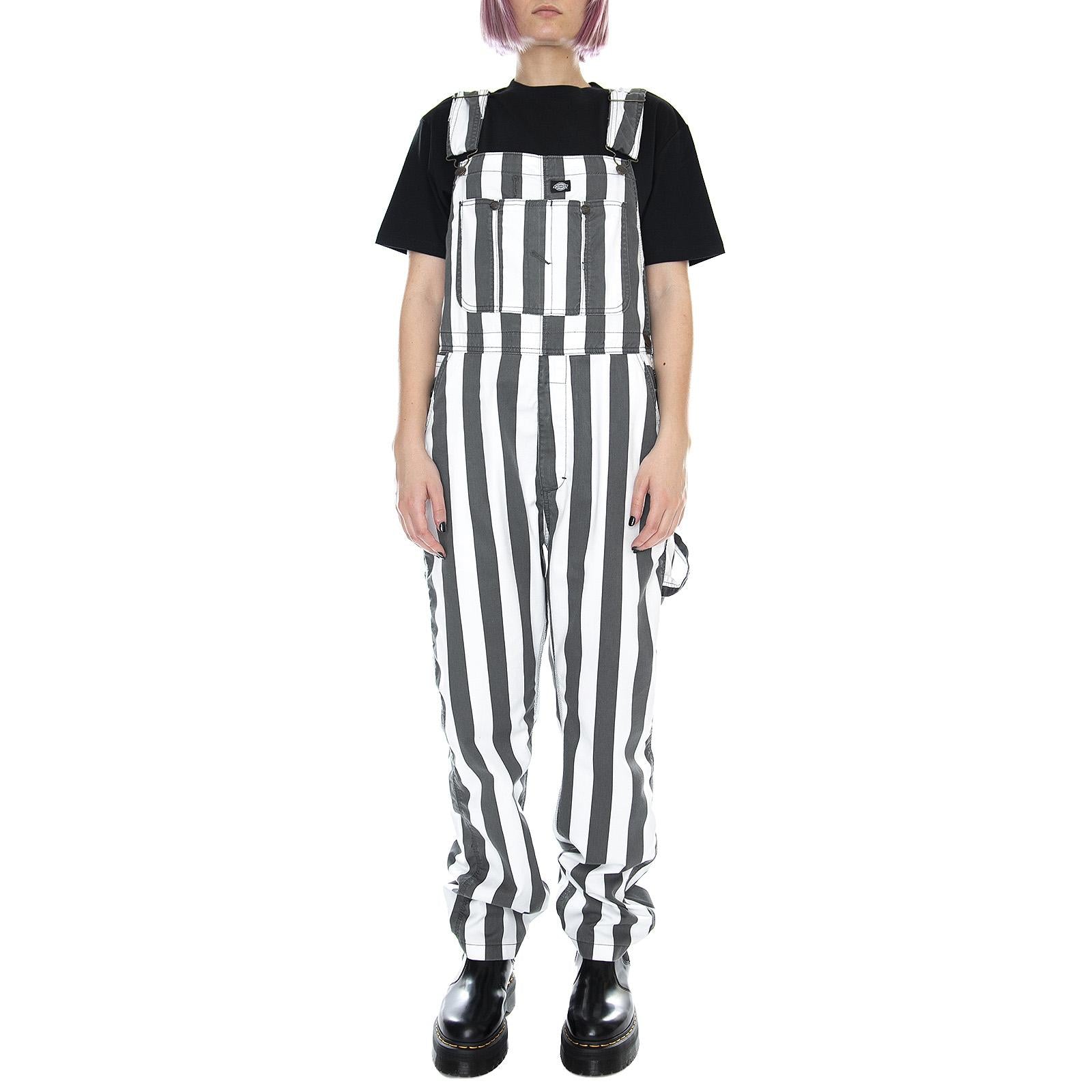 Fredonia Overall - Charcoal Grey / White - Salopette Donna Grigia / Bianca 01310033W-CH . DICKIES 