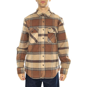 Bowery Heavy Weight L/S Flannel Sand / Bison - Camicia Uomo Multicolore 01297-SNDBS  BRIXTON 