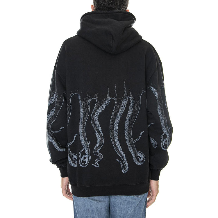 Octopus Dyed Hoodie Black - Felpa con Cappuccio Uomo Nera 22WOSH30-BLACK  OCTOPUS 