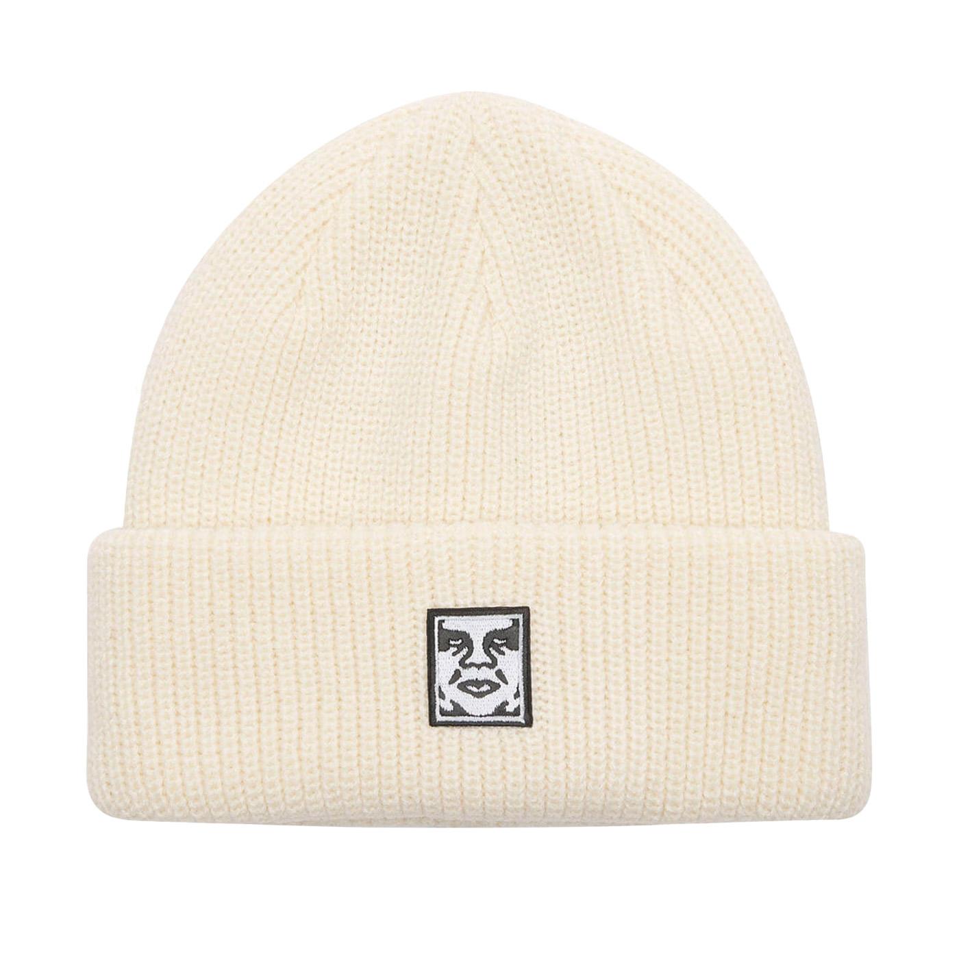 Mid Icon Patch Cuff Beanie Unbleached - Cappellino in Maglia BIanco 100030195 UBL OBEY 