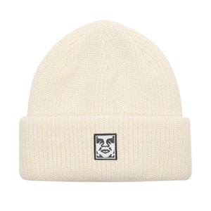 Mid Icon Patch Cuff Beanie Unbleached - Cappellino in Maglia BIanco 100030195 UBL OBEY 