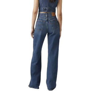 RIBCAGE WIDE LEG POLAR PERIMETER - Pantaloni Denim Jeans a Zampa Donna Blu A6081 0012 LEVIS 
