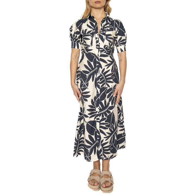 Vestido midi camisero floral Filodendro - Abito Donna Multicolore 51W/11203 . WILD PONY 