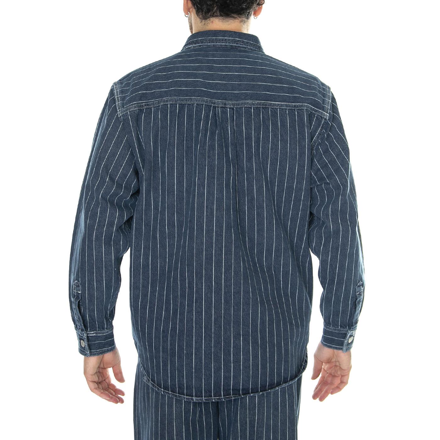 Orlean Shirt Jac Orlean Stripe, Blue / White /stone washed - Camicia Uomo Blu I033009.1XY06  CARHARTT WIP 