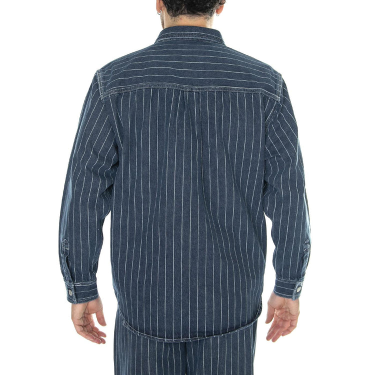 Orlean Shirt Jac Orlean Stripe, Blue / White /stone washed - Camicia Uomo Blu I033009.1XY06  CARHARTT WIP 