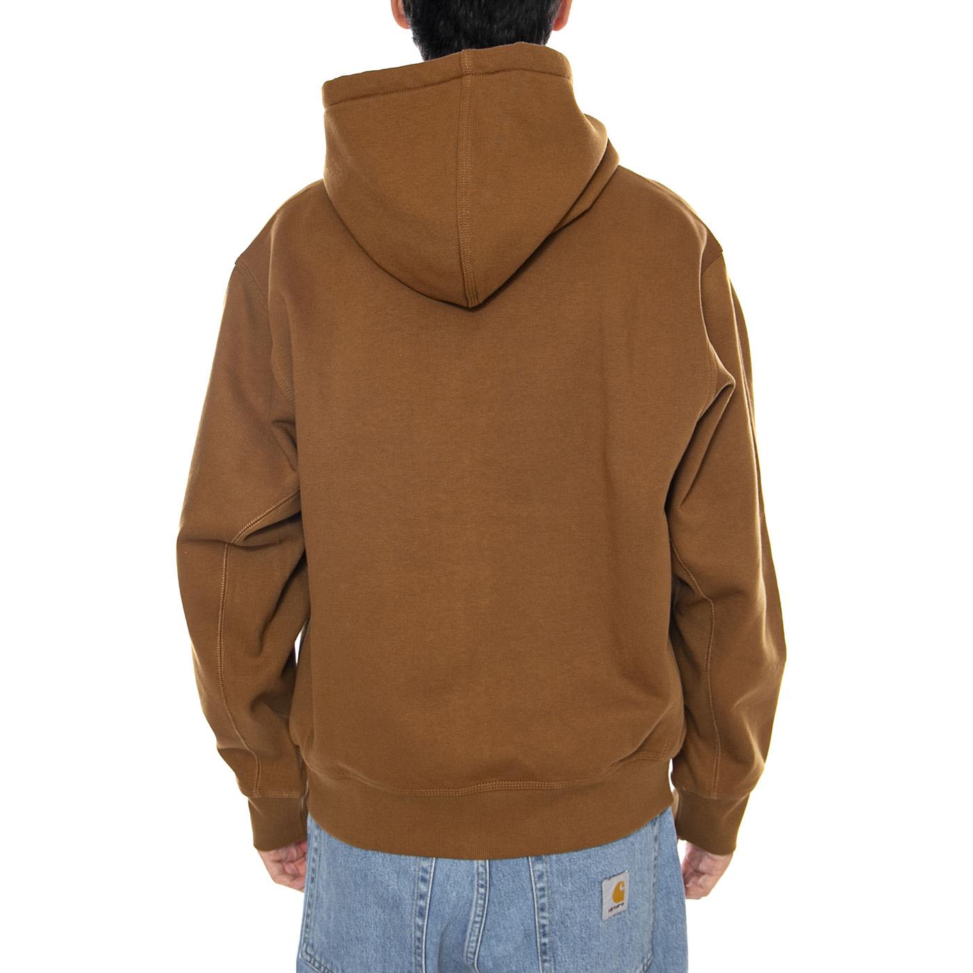 Hooded American Script Jacket Hamilton Brown - Felpa con Cappuccio Uomo Marrone I033063.HZXX  CARHARTT WIP 