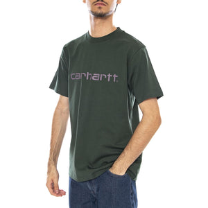 S/S Script T-Shirt Sycamore Tree / Phlox - Maglietta Girocollo Uomo Verde I035700.38EXX  CARHARTT WIP 