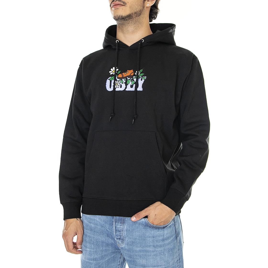 Obey Step Hood Specialty Fleece Black - Felpa con Cappuccio Uomo Nera 112470174-BLK  OBEY 