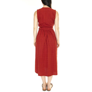 Orangered Cuadrito Amapola Dress - Abito Donna Rosso WDR00224-ORANGERED  THINKING 