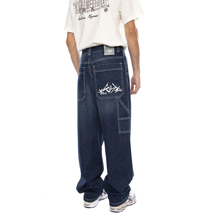 Baggy T. Denim Blue Lav Used Scuro - Pantaloni Denim Jeans Uomo Blu R.BIANCO-L-DNMB-091 . BLUESKIN 
