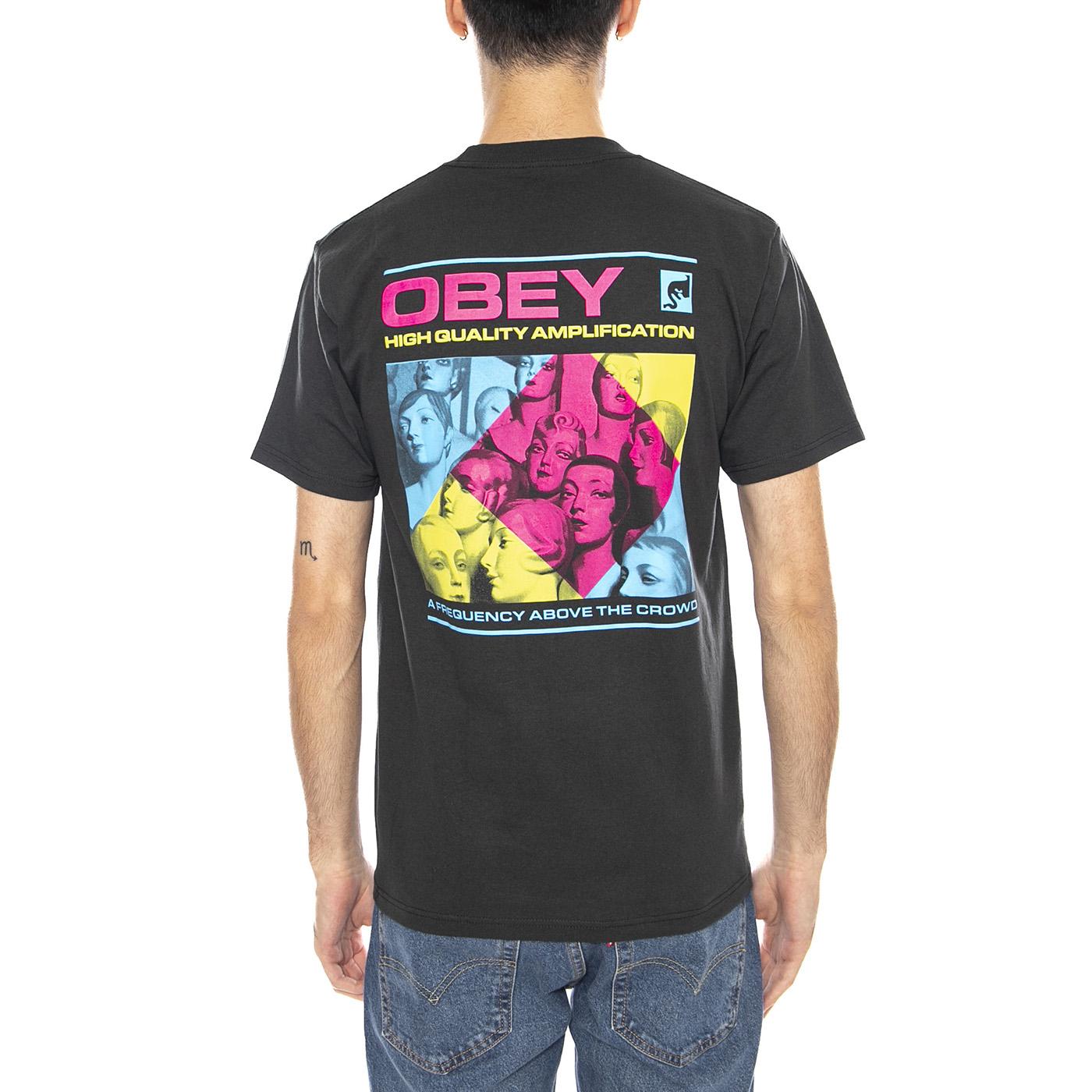 OBEY High Quality Amplification Tee -- Maglietta Girocollo Uomo Nera 165264237 VBL OBEY 