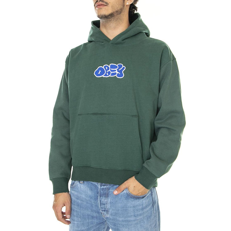 Scribbles Extra Heavy Hood Fleece Dark Cedar - Felpa con Cappuccio Uomo Verde 112470172-DCD  OBEY 