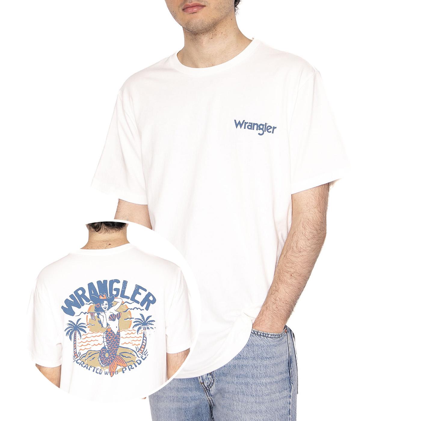 Graphic Tee Worn White - Maglietta Girocollo Uomo Bianca 112362835  WRANGLER 