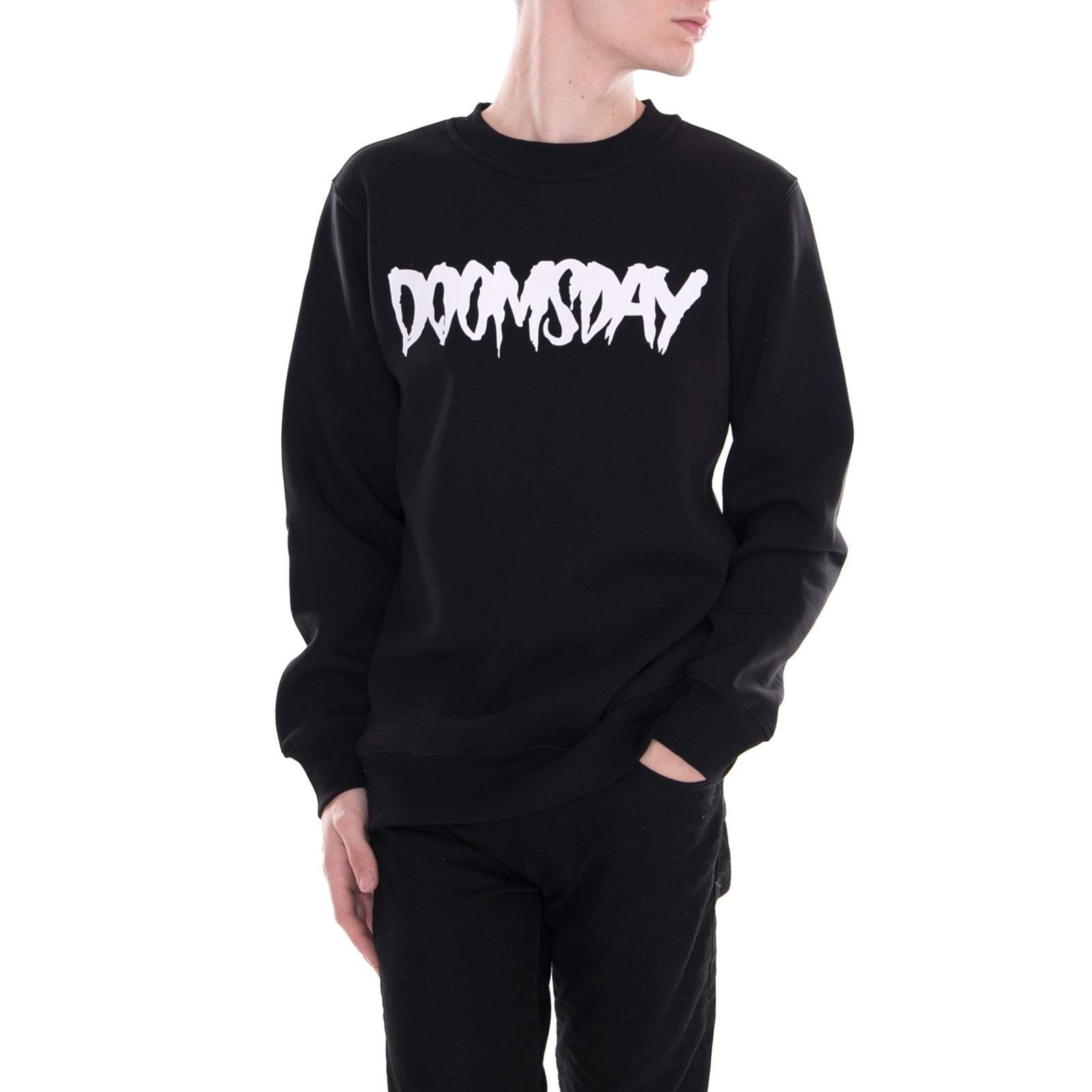 Logo Crewneck Crew Sweat - Soft Brushed Black - Felpa Girocollo Uomo Nera 119564_4  DOOMSDAY 
