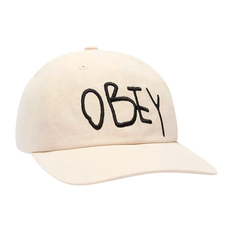 Obey Jot 6 panel Velcro Back unbleached - Cappellino con Visiera Beige 100580405-UBL  OBEY 