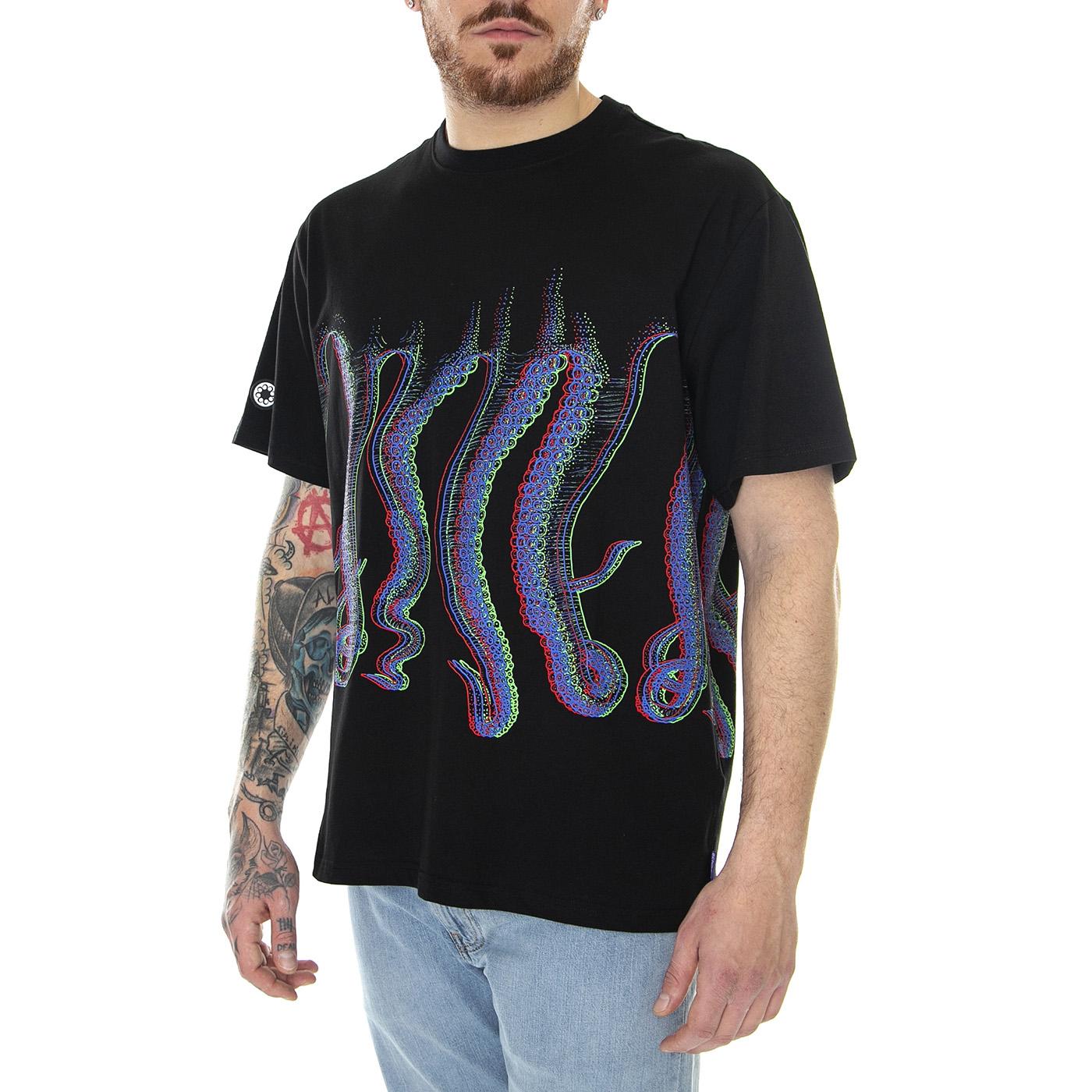 Octopus Fuzzy Tee Black - Maglietta Girocollo Uomo Nera 23SOTS35-BLACK  OCTOPUS 
