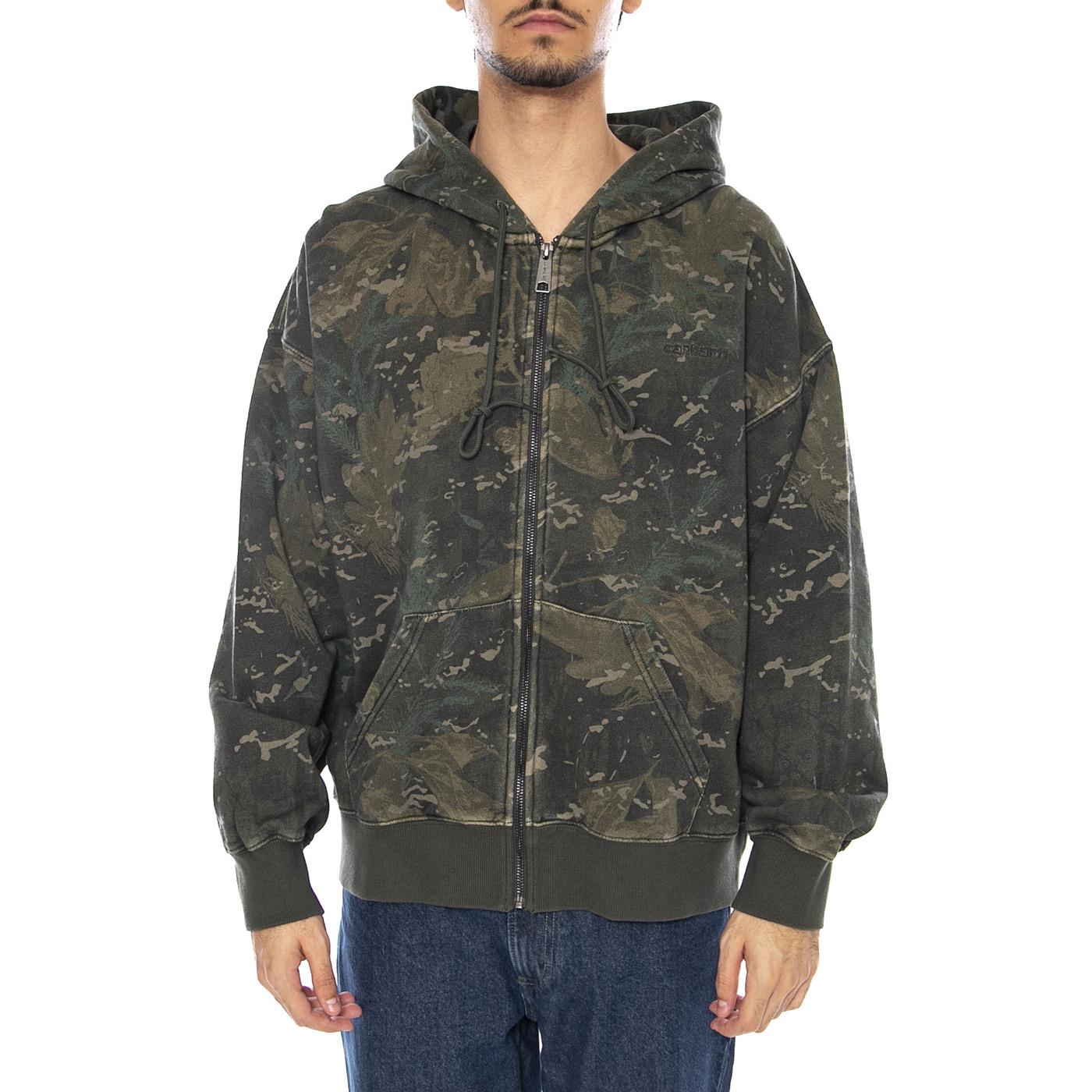 Hooded Benton Sweat Jacket Camo Combi, Green - Felpa con Cappuccio Uomo Multicolore I035437.38TGD  CARHARTT WIP 