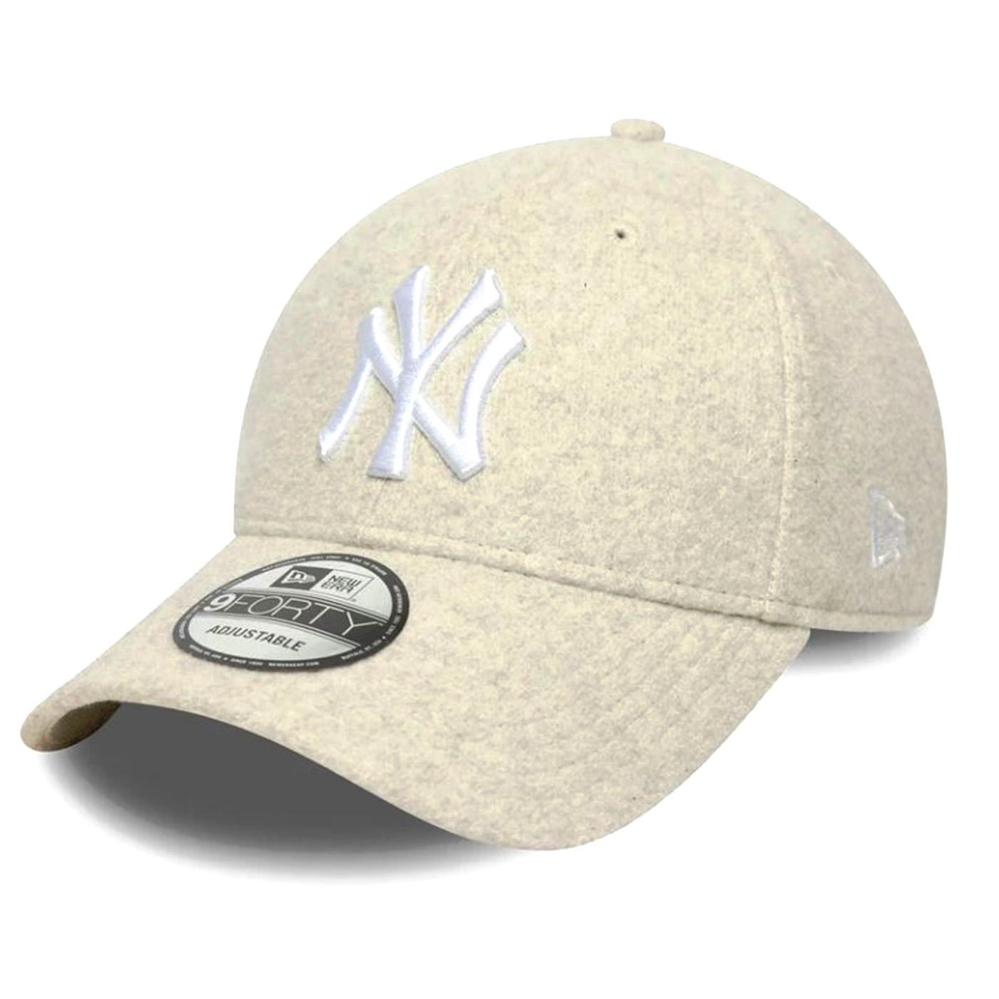 Melton Wool 9FORTY® New York Yankees Stone / White - Cappellino con Visiera Uomo Beige / Bianco 60758974 STNWHI NEW ERA 