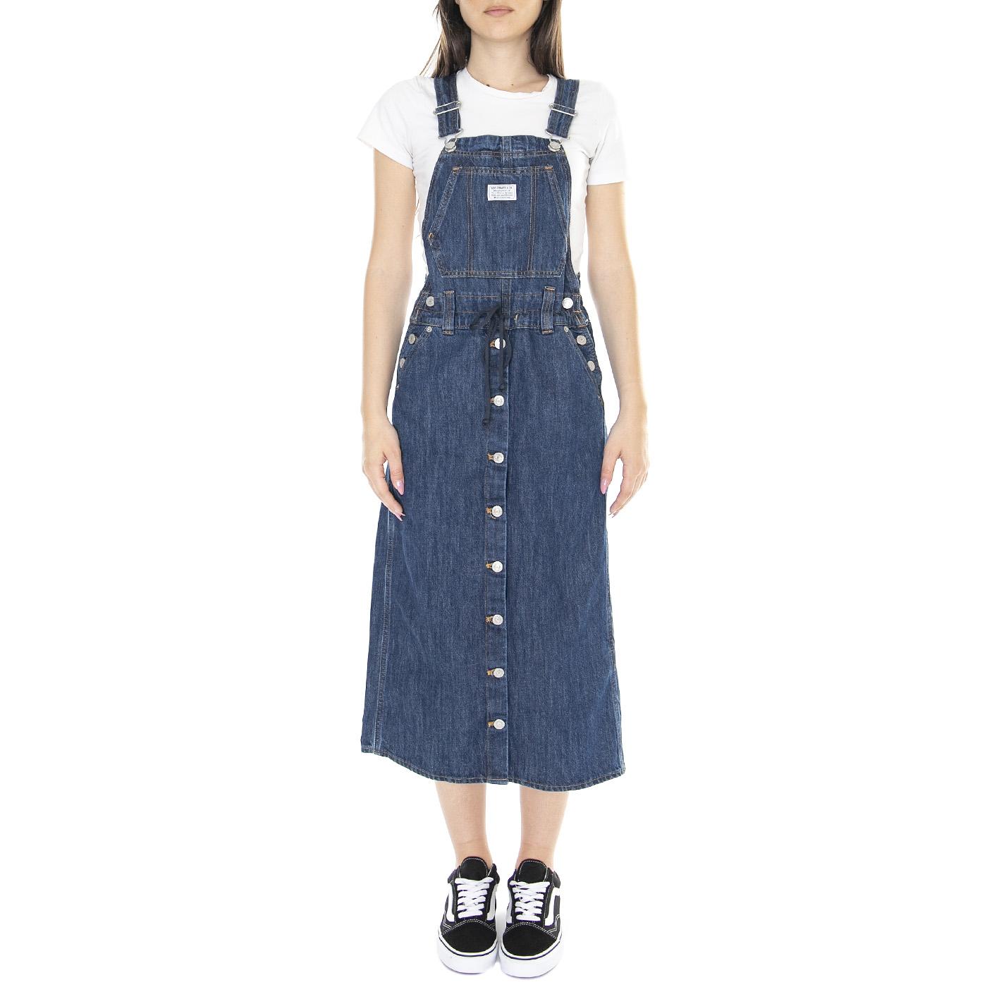 W' Lexie Skirthall Indigo Stonewash - Salopette  Gonna Donna Denim Jeans Blu A4598-0000  LEVIS 