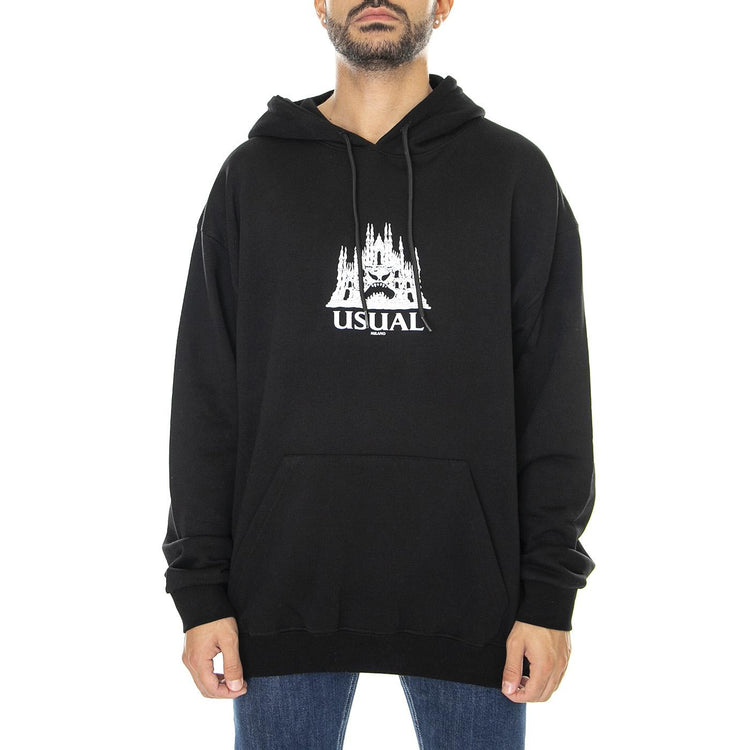 Dome Hoodie Black - Felpa con Cappuccio Uomo Nera W22H-DOME-BLK  USUAL 