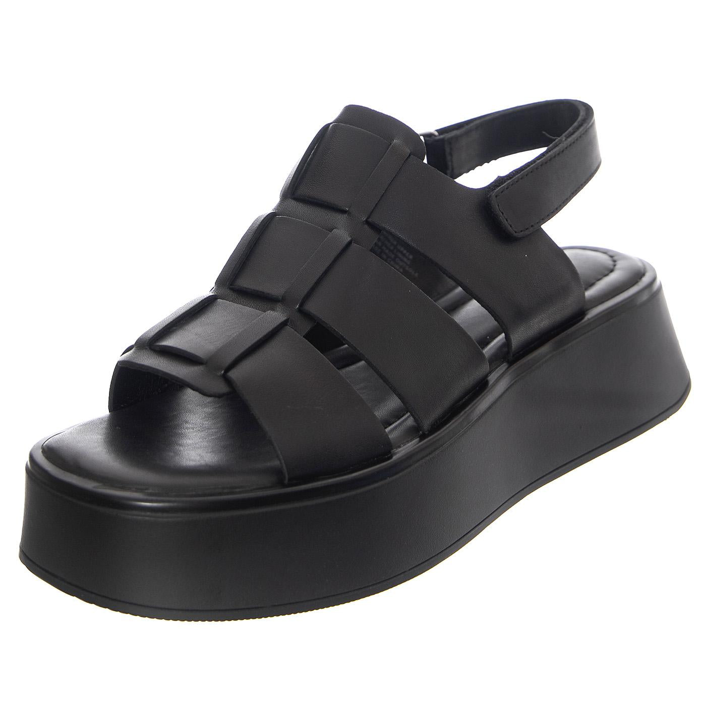 W' Courtney Black / Black Cow Leather - Sandali Donna Neri VBS5334-101-92  VAGABOND 