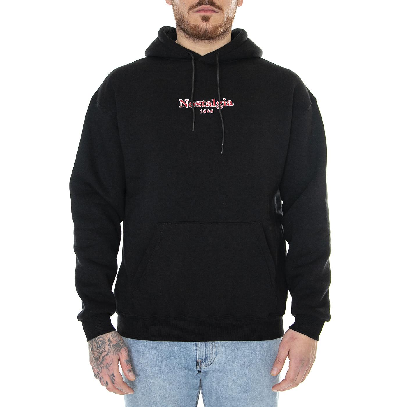 Nos Outline Hoodie Black - Felpa con Cappuccio Uomo Nera W22H-OUTLINE-BLK  USUAL 