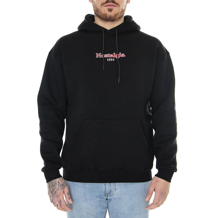 Nos Outline Hoodie Black - Felpa con Cappuccio Uomo Nera W22H-OUTLINE-BLK  USUAL 