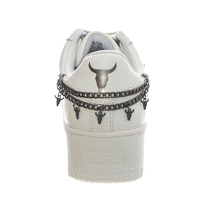 REMEMBER WHITE BRAVE / ANTIQUE SILVER CHAIN - Scarpe Stringate Donna Bianche WSPREMEMBER-WHTASIL . WINDSOR SMITH 