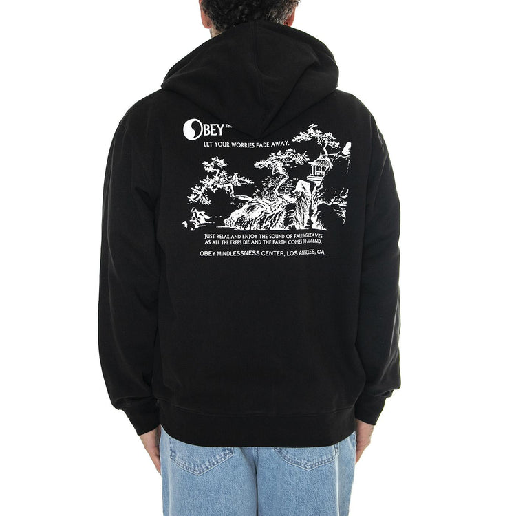 Obey Let Your Worries Fade Away Box Fit Premium Zip Hooded F Black - Felpa con Cappuccio Uomo Nera 117483721-BLK  OBEY 