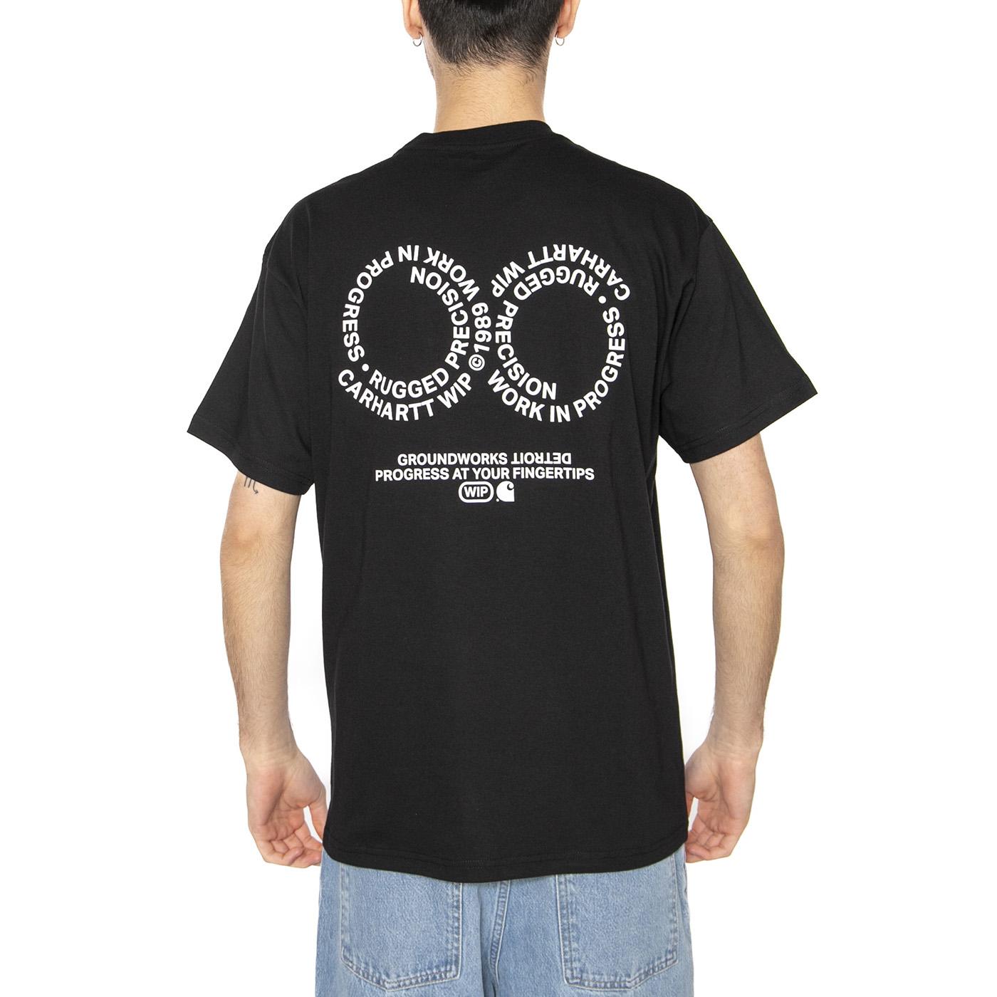S/S Rotation T-Shirt Black / White - Maglietta Girocollo Uomo Nera I034772.0D2XX  CARHARTT WIP 