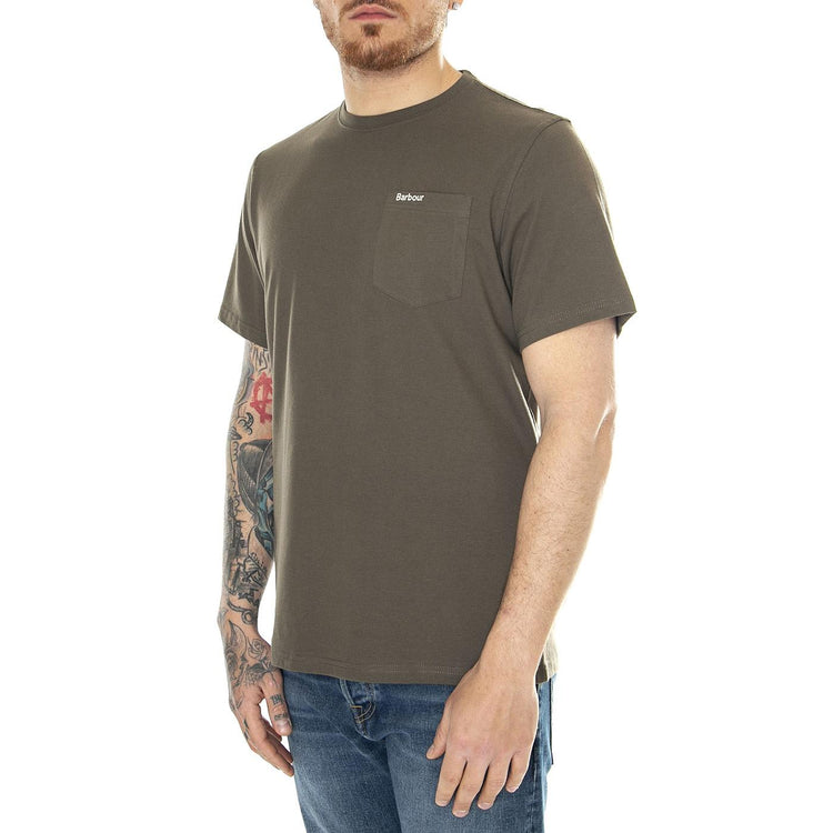 Langdon Pocket Tee Tarmac - Maglietta Girocollo Uomo Marrone SS24-MTS1114-CH55  BARBOUR 