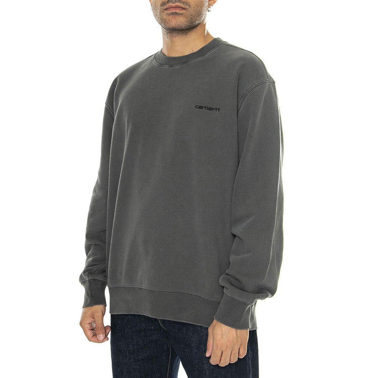 Duster Script Sweat Black garment dyed - Felpa Girocollo Uomo Grigia I033065.89GD  CARHARTT WIP 