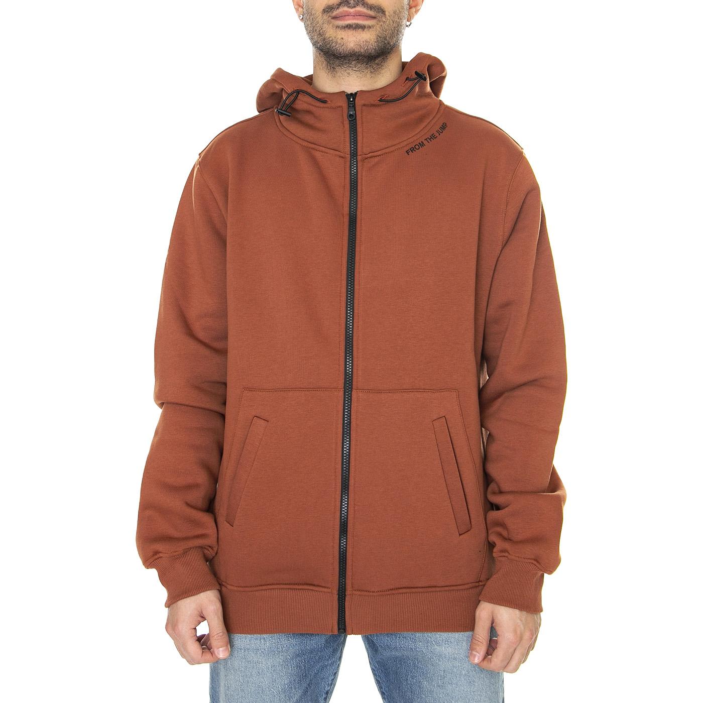 Essential Nikel - Felpa con Cappuccio e Zip Uomo Marrone KAF22UHDZ103-132  KANGOL 