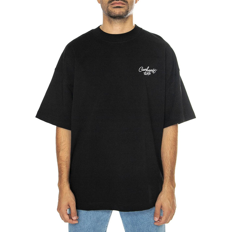 S/S Signature Script T-Shirt Black / Wax - Maglietta Girocollo Uomo Nera I033828.K02XX  CARHARTT WIP 