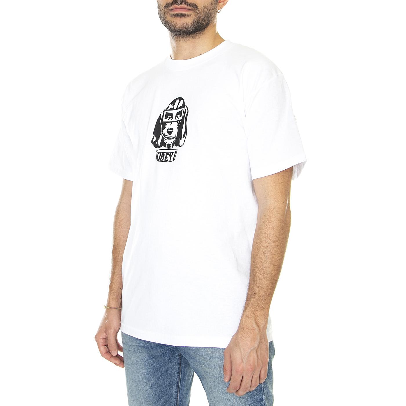 Obey Hound Classic Tee White - Maglietta Girocollo Uomo Bianca 165263359-WHT  OBEY 