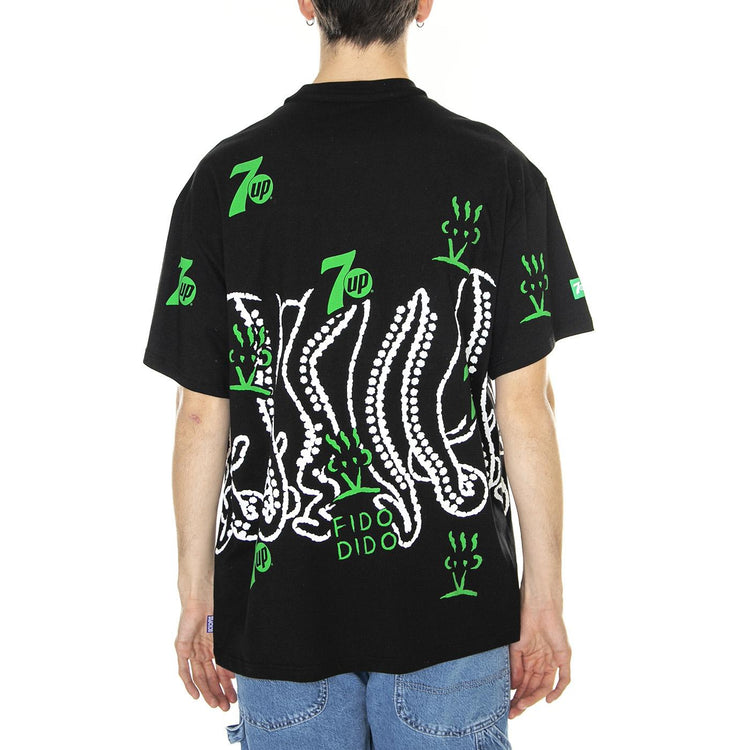 M' 7Up Octopus Splashed Tee Black - Maglietta Girocollo Uomo Nera 23SOTS94-BLACK  OCTOPUS 