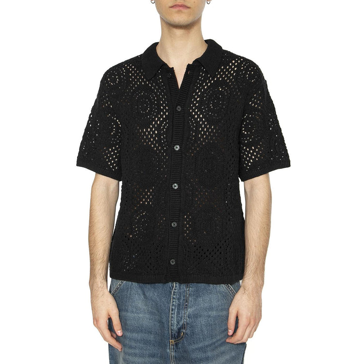 Sweater Camp Shirt Pointelle Crochet Jet - Camicia Maniche Corte Uomo Nera 0013G-0002 . LEVIS 