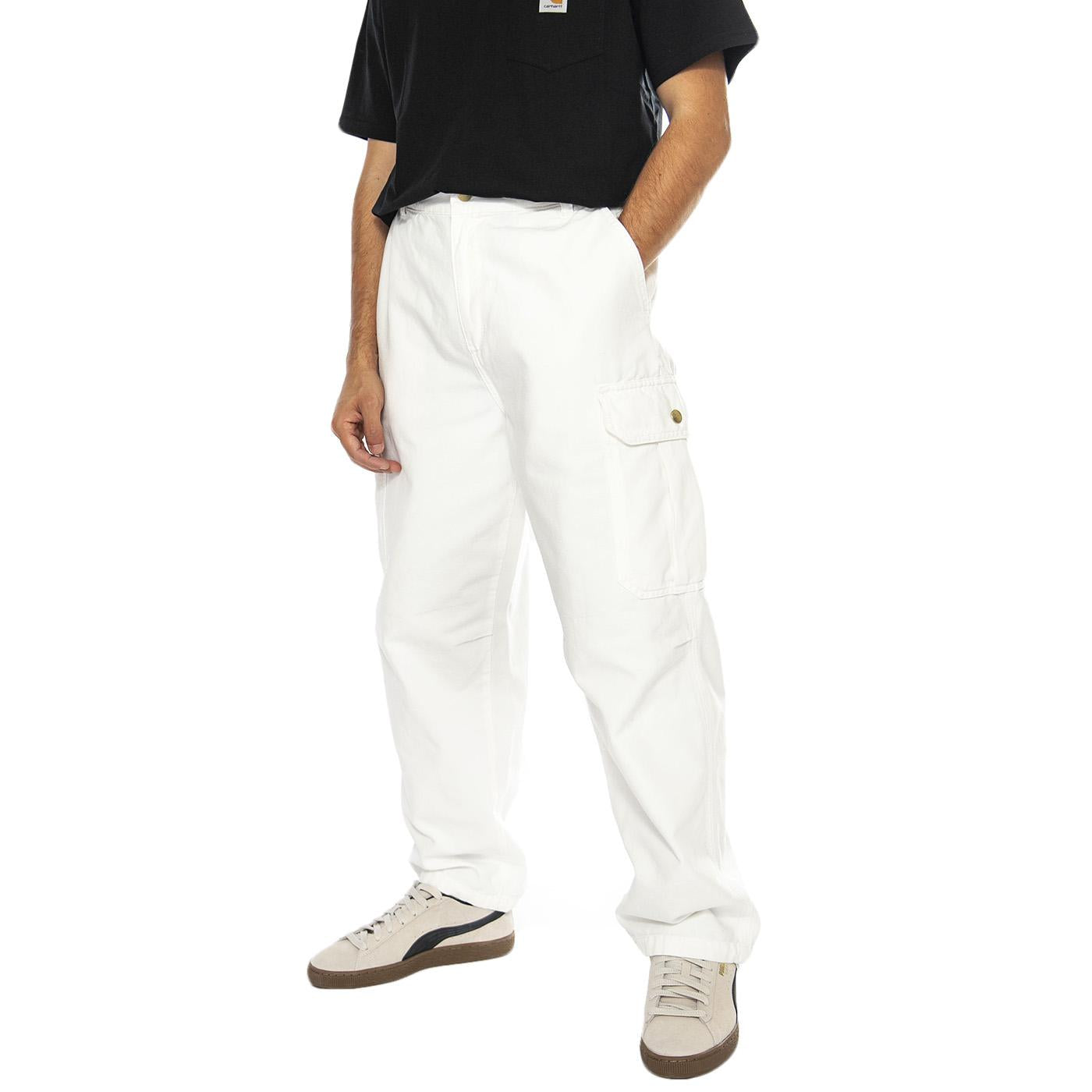 Stanton Cargo Pant Wax stone washed - Pantaloni Uomo Bianchi I033825.D606  CARHARTT WIP 