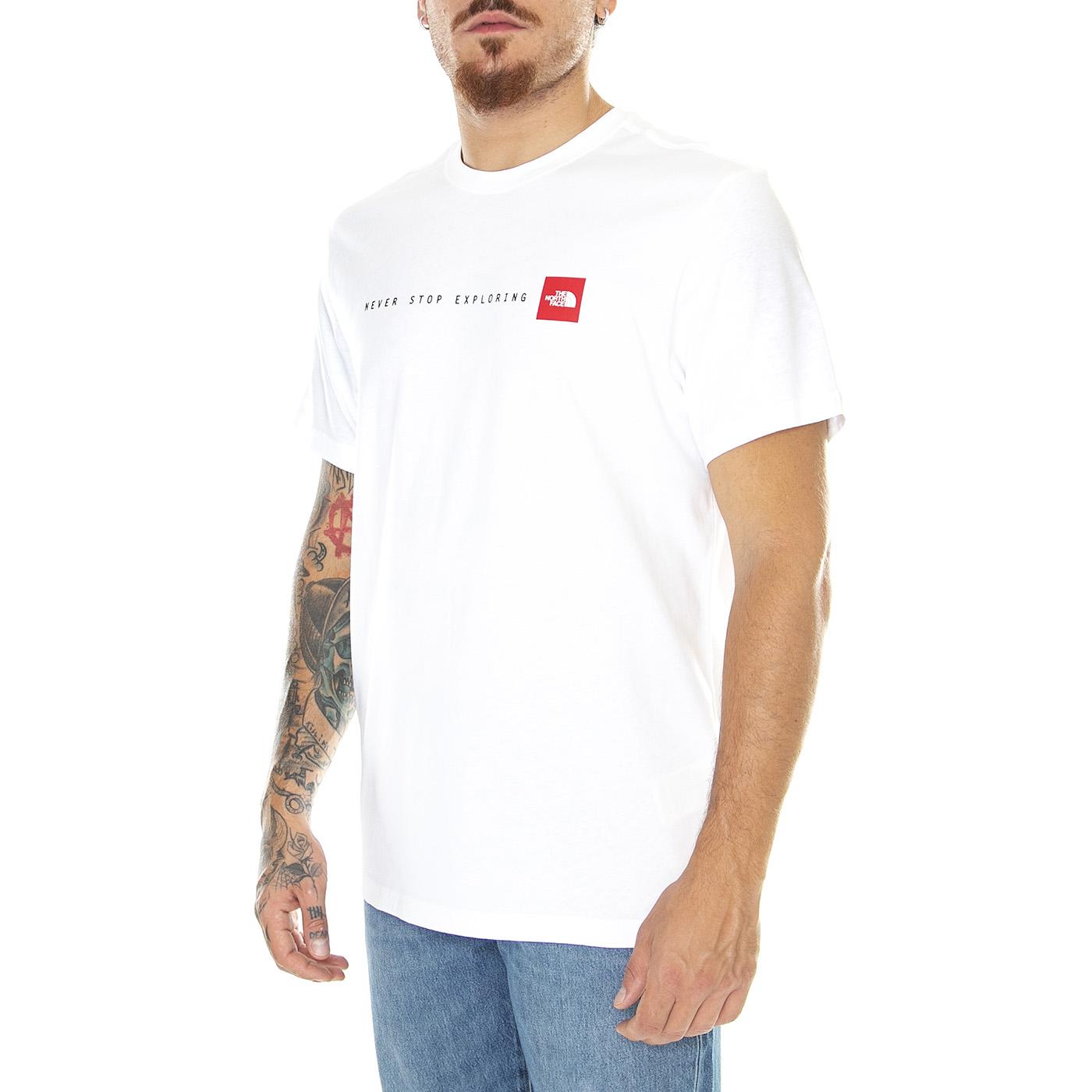M' S/S Never Stop Exploring Tee Tnf White - Maglietta Girocollo Uomo Bianca NF0A7X1MFN41  THE NORTH FACE 