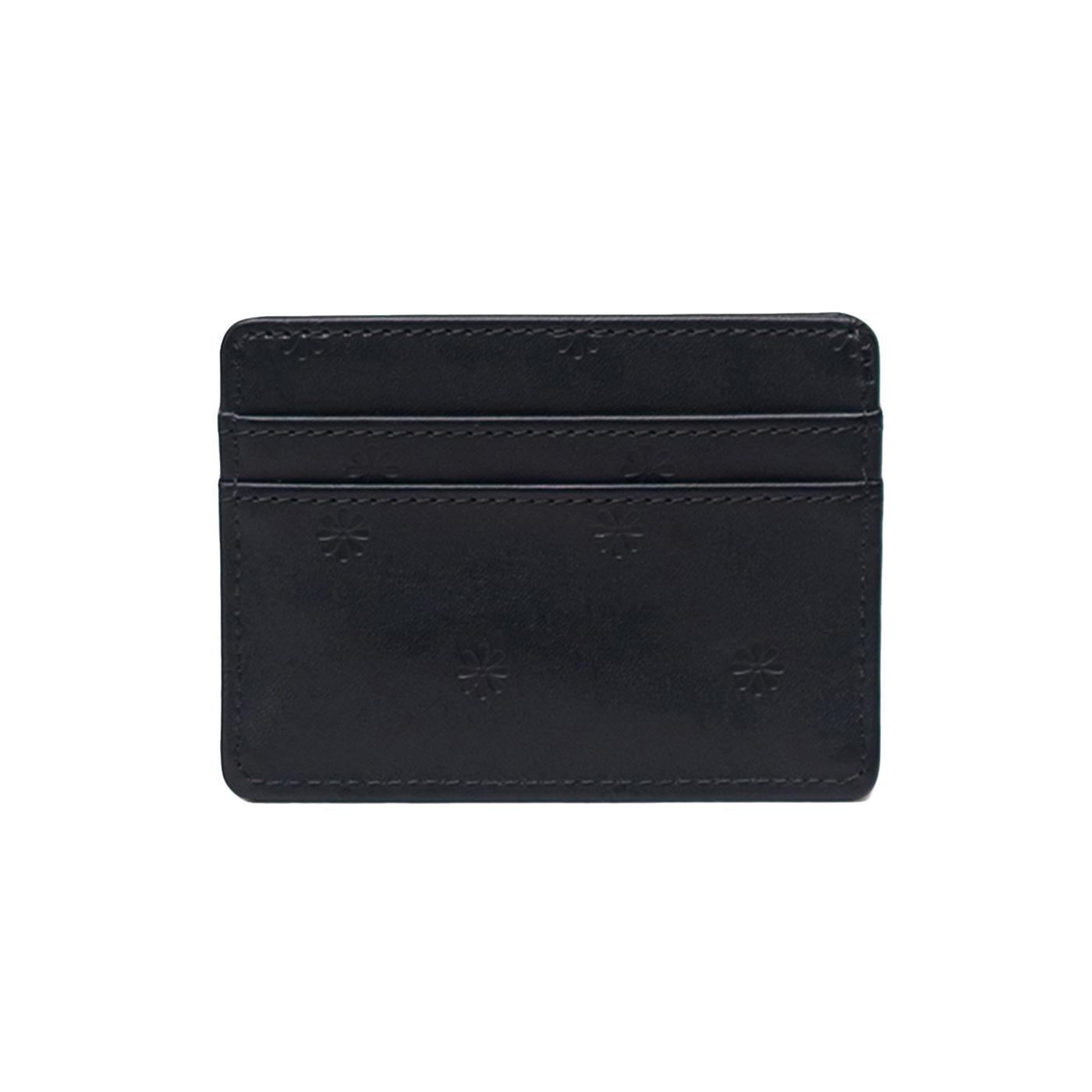Charlie Cardholder Wallet Vegan Leather Black Floral Deboss - Portacarte in Materiale Vegano Nero 11147 06103 HERSCHEL 