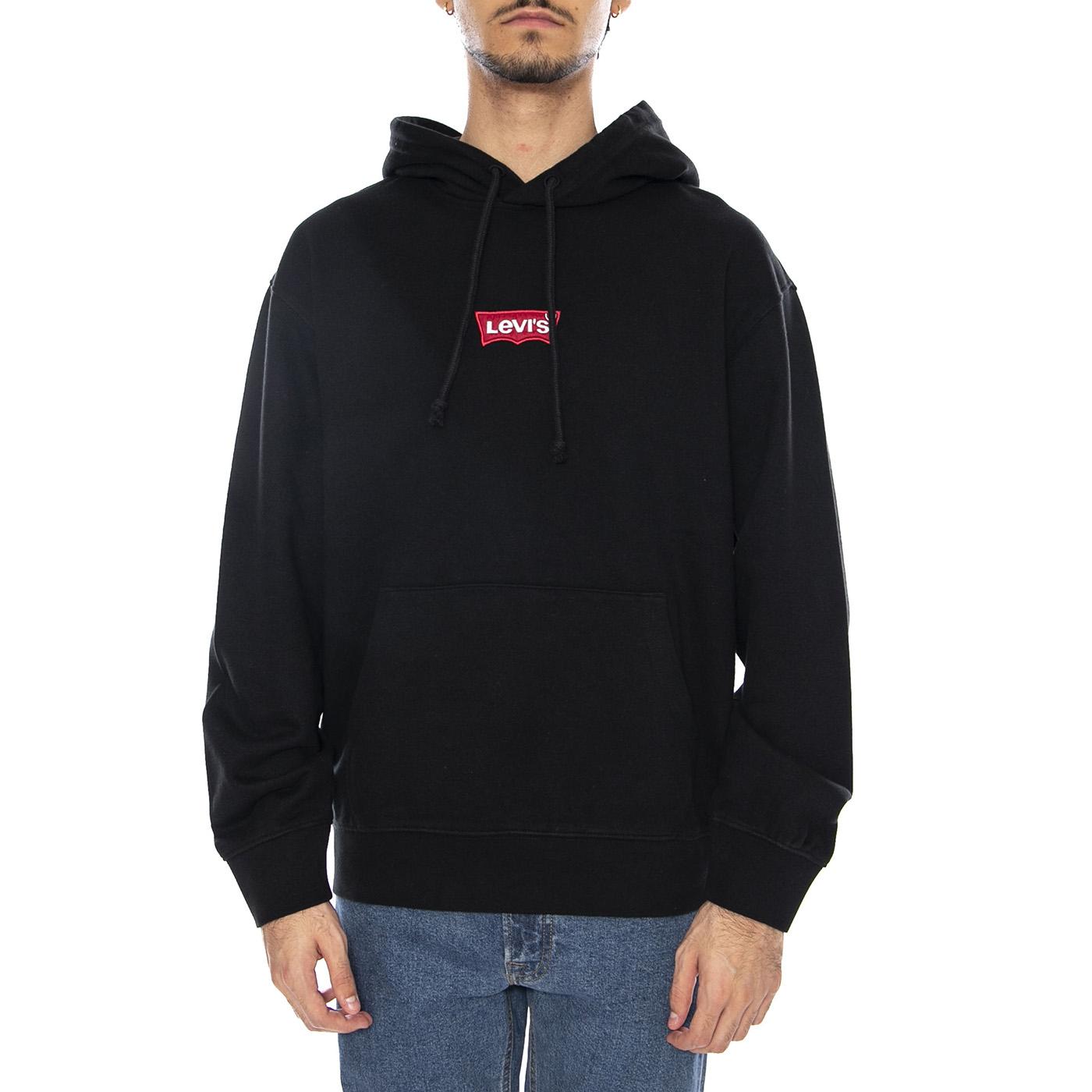 Relaxed Graphic PO BI Badge BW 1 Mineral Black - Felpa con Cappuccio Uomo Nera 38479-0379  LEVIS 