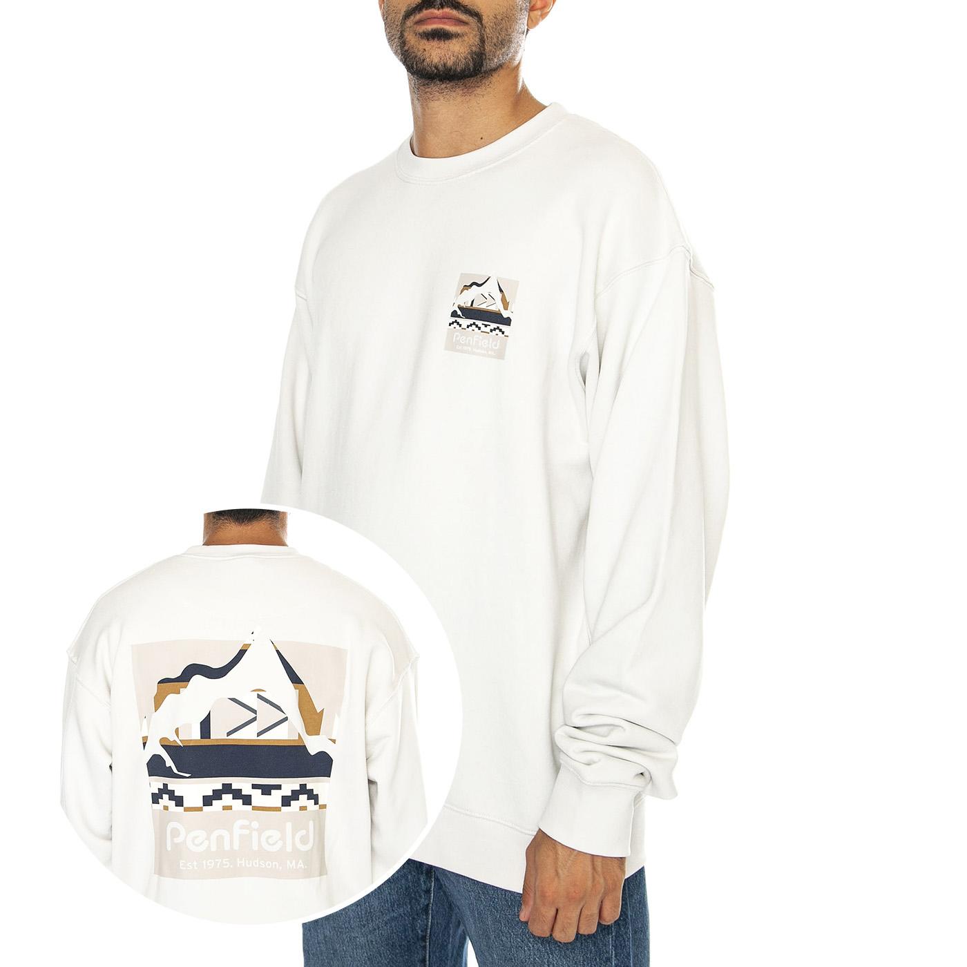 Geo Backprint Sweatshirt Nimbus Cloud - Felpa Girocollo Uomo Grigia PFD0355-F57  PENFIELD 