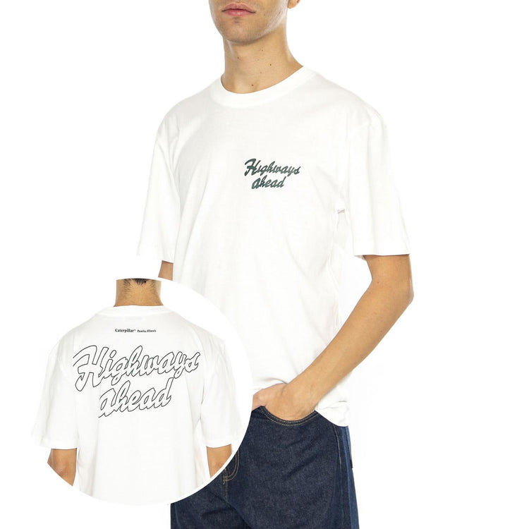 Highways Ahead T-Shirt Bone - Maglietta Girocollo Uomo Bianca 6010120-11-4300  CAT 