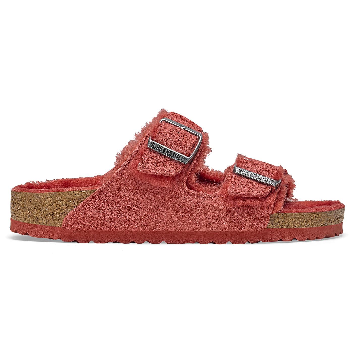 W' Arizona Shearling Sienna Red, Suede Leather Sandals - Sandali Donna Rossi 1025710  BIRKENSTOCK 
