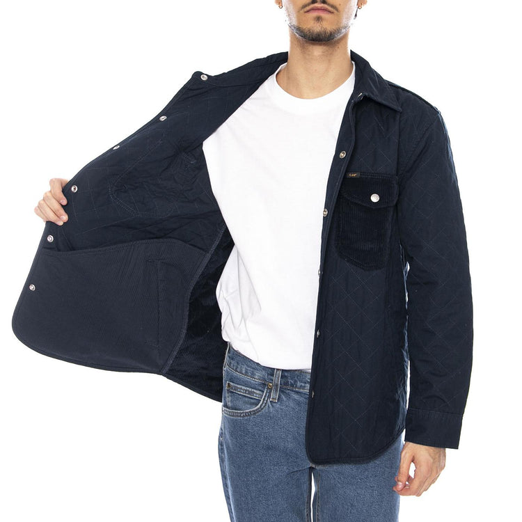 Mixed Media Overshirt Rivet Navy - Giacca Sovracamicia UomoBlu 112371324  LEE 