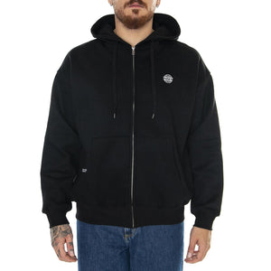 Logo Embroidery Zip Hoodie Black - Felpa con Cappuccio Uomo Nera Logo Embroidery Zip Hoodie Black  FUNKY 
