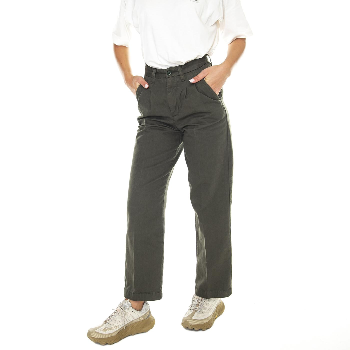 W' Cara Pant Plant /garment dyed - Pantaloni Donna Verdi I029802.1NQGD  CARHARTT WIP 