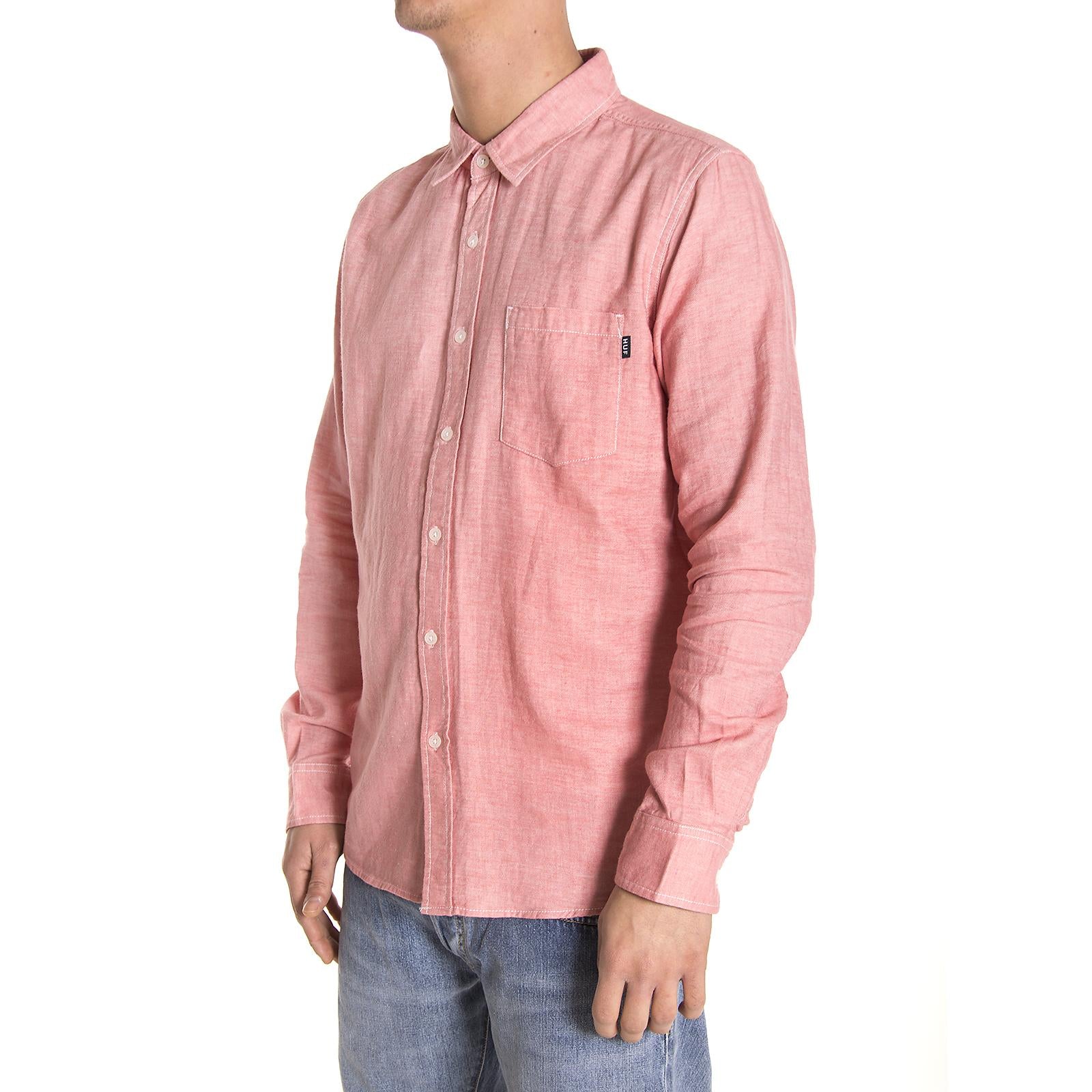 COURSE L/S CHAMBRAY SHIRT BU00001-PINK  HUF 